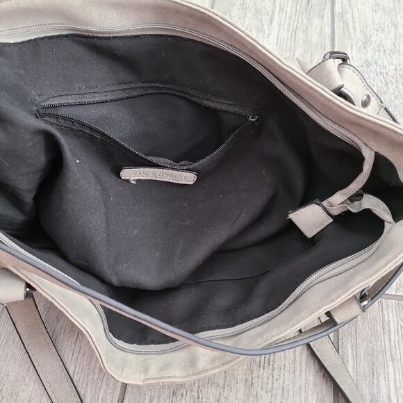 Sam & Hadley Faux Suede Tote Shoulder Bag Over The Shoulder Gray - Picture 9 of 12